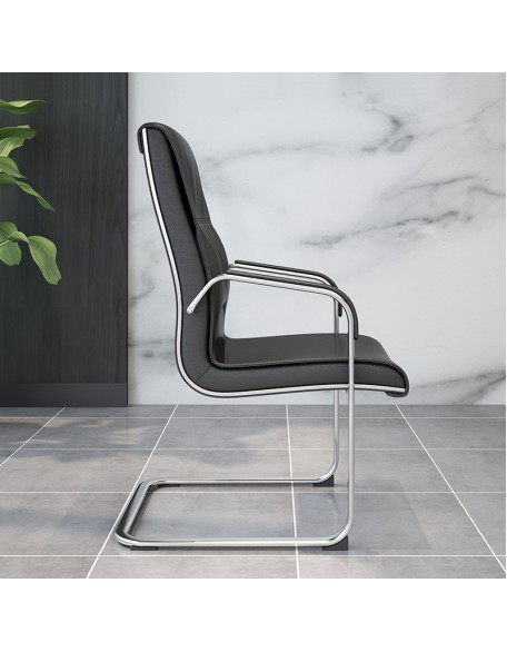Leather high-back computer chair, office meeting table chair, pre-class chair, simple modern home bow-shaped sponge chair