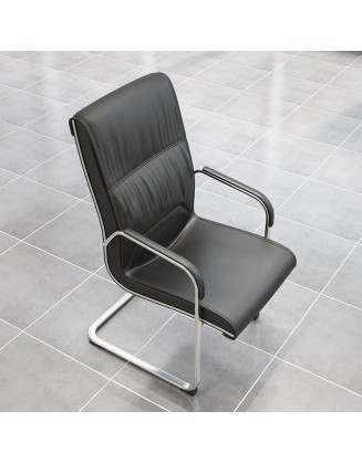 Leather high-back computer chair, office meeting table chair, pre-class chair, simple modern home bow-shaped sponge chair