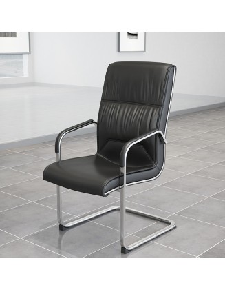 Leather high-back computer chair, office meeting table chair, pre-class chair, simple modern home bow-shaped sponge chair