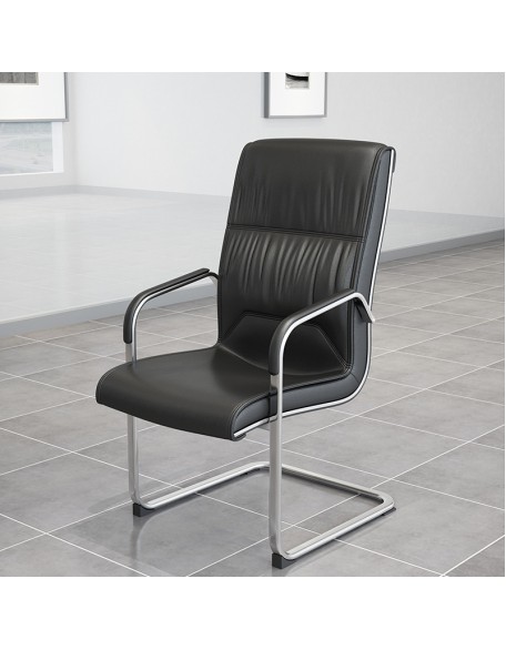 Leather high-back computer chair, office meeting table chair, pre-class chair, simple modern home bow-shaped sponge chair