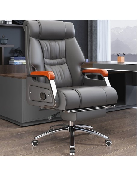 Genuine leather executive office chair, reclining, home use, comfortable for prolonged sitting, massage swivel chair