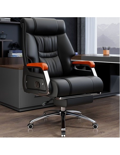 Genuine leather executive office chair, reclining, home use, comfortable for prolonged sitting, massage swivel chair