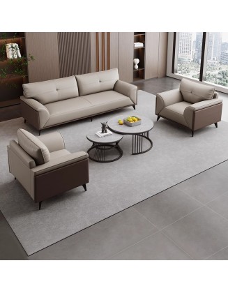 Office sofa, high-end cat paw leather business reception guest sofa, simple and modern genuine leather sofa set