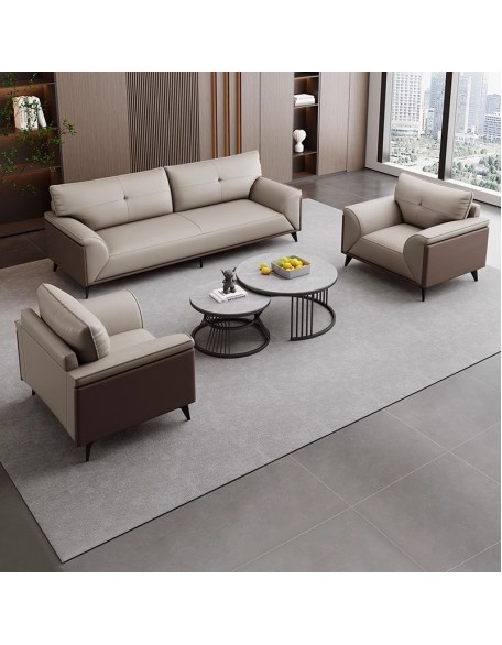 Office sofa, high-end cat paw leather business reception guest sofa, simple and modern genuine leather sofa set