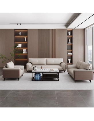 Office sofa, high-end cat paw leather business reception guest sofa, simple and modern genuine leather sofa set