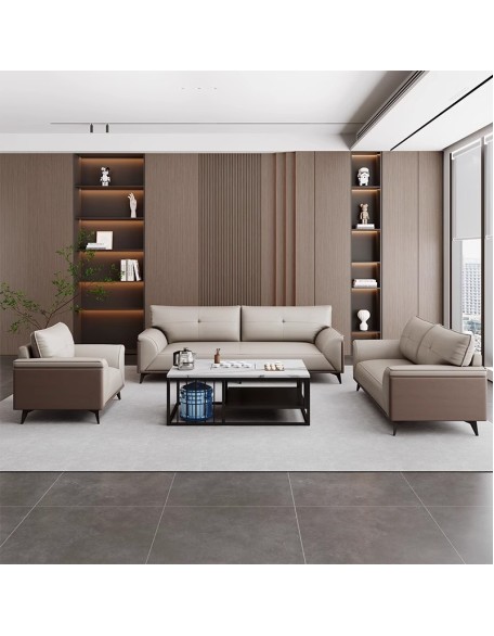 Office sofa, high-end cat paw leather business reception guest sofa, simple and modern genuine leather sofa set