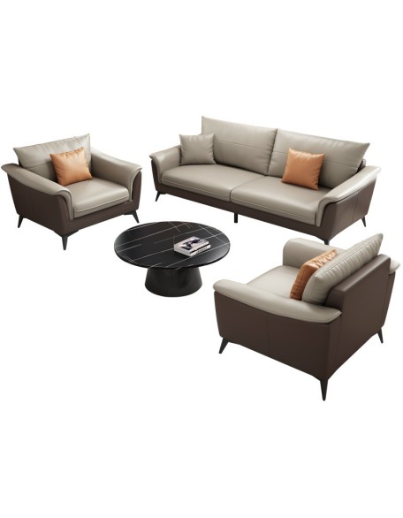 Office sofa genuine leather boss business reception front desk meeting three-seater simple modern combination set