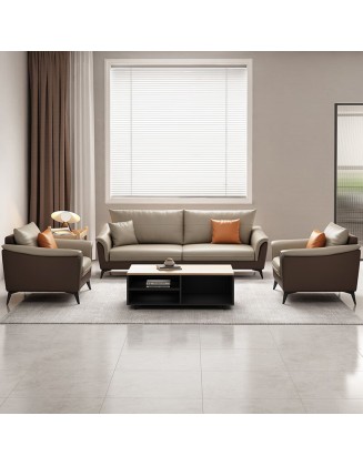 Office sofa genuine leather boss business reception front desk meeting three-seater simple modern combination set