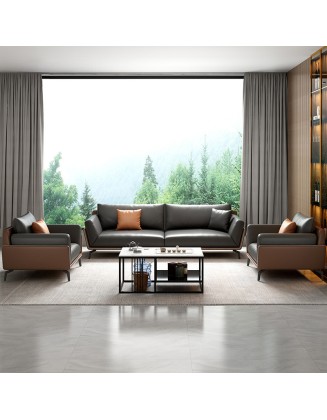 Office sofa set with simple and modern genuine leather manager business boss reception and rest area combination set