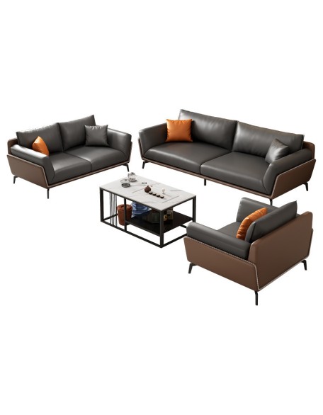 Office sofa set with simple and modern genuine leather manager business boss reception and rest area combination set