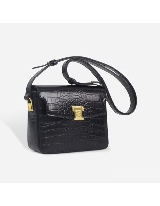 New Crocodile-Patterned Leather Crossbody Bag: Fashionable Single-Shoulder Commuter Bag with Free Shipping, Premium-Quality Small Square Bag