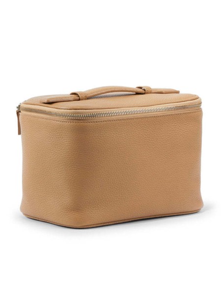 Top-layer cowhide makeup bag, large-capacity makeup storage bag, travel-friendly handheld zipper makeup bag for women