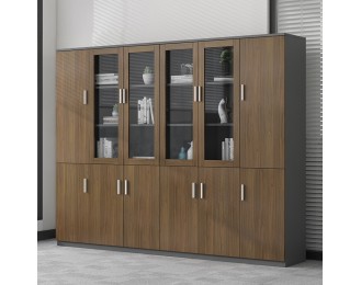 Wooden filing cabinet, modern minimalist archive cabinet, storage cabinet, bookcase, glass door, lockable office cabinet
