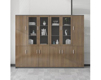 Wooden filing cabinet, modern minimalist archive cabinet, storage cabinet, bookcase, glass door, lockable office cabinet